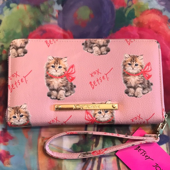 Brand New Betsey Johnson Pink Zippered Cat Wallet - Picture 2 of 14
